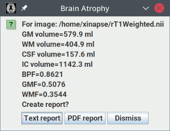 Results for cross-sectional brain atrophy assessment