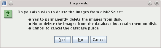 Dialog to ask about what you want to do with the images on disk