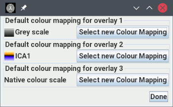 Dialog to set the default colour mappings for the overlay images
