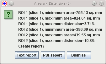 Report dialog for distension