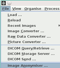 The Image Anonymiser on the File menu