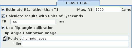 The tab for the FLASH T1/R1
                                                       fitting function