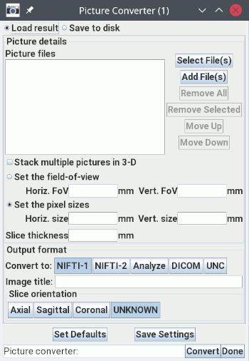 The Picture Converter dialog