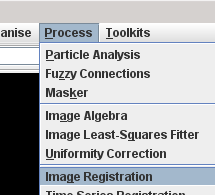 The menu item for brining up the registration toolkit GUI