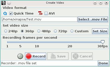 Dialog for recording the 3-D display as a
                                                         cine image