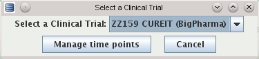 Dialog to select a clinical trial