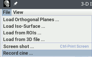 Selecting record from the File menu of the 3-D display