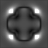 Jacobian determinant of the registration regularised by bending energy
