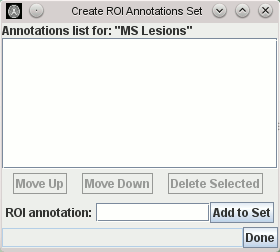 Dialog to set ROI annotations