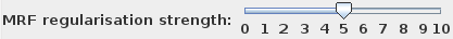 The Markov Random Field regularisation strength slider