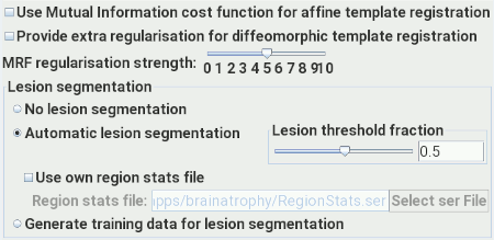  Brain Atrophy tool options