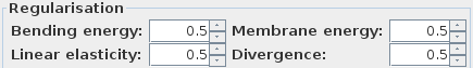 Regularisation settings for diffeomorphic registration