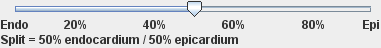 Slider to select the split between endocardium and epicardium