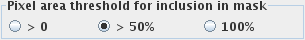 ROI pixel area threshold for inclusion in the mask