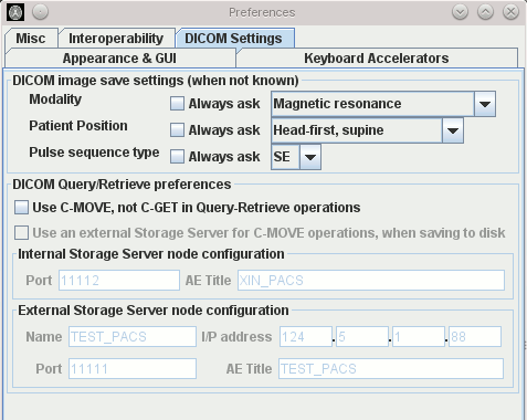 DICOM preferences