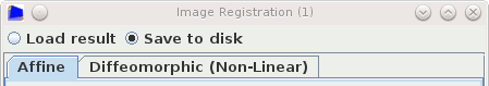 Selecting either affine or diffeomorphic registration