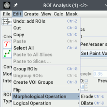 Menu to perform morphological operations on ROIs